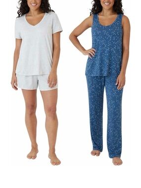 Eddie Bauer Women’s 4-Piece Pajama Set Size S Gray/Blue
